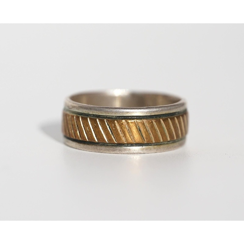 Keith James‎ K - Navajo Native American 12KGF Overlay Sterling Silver Ring